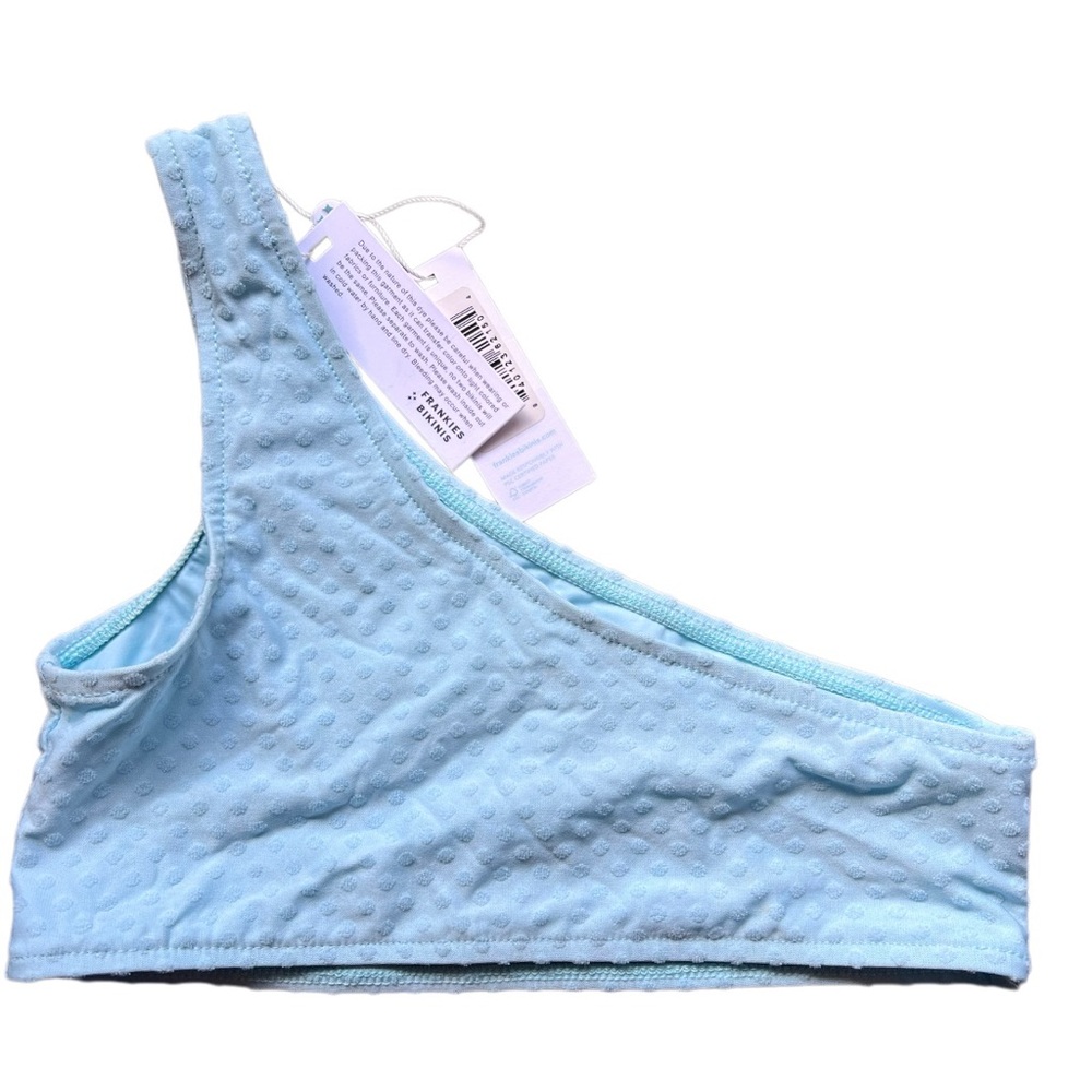 💚 Frankie’s Bikini Light Blue one-shoulder bikini top size Small